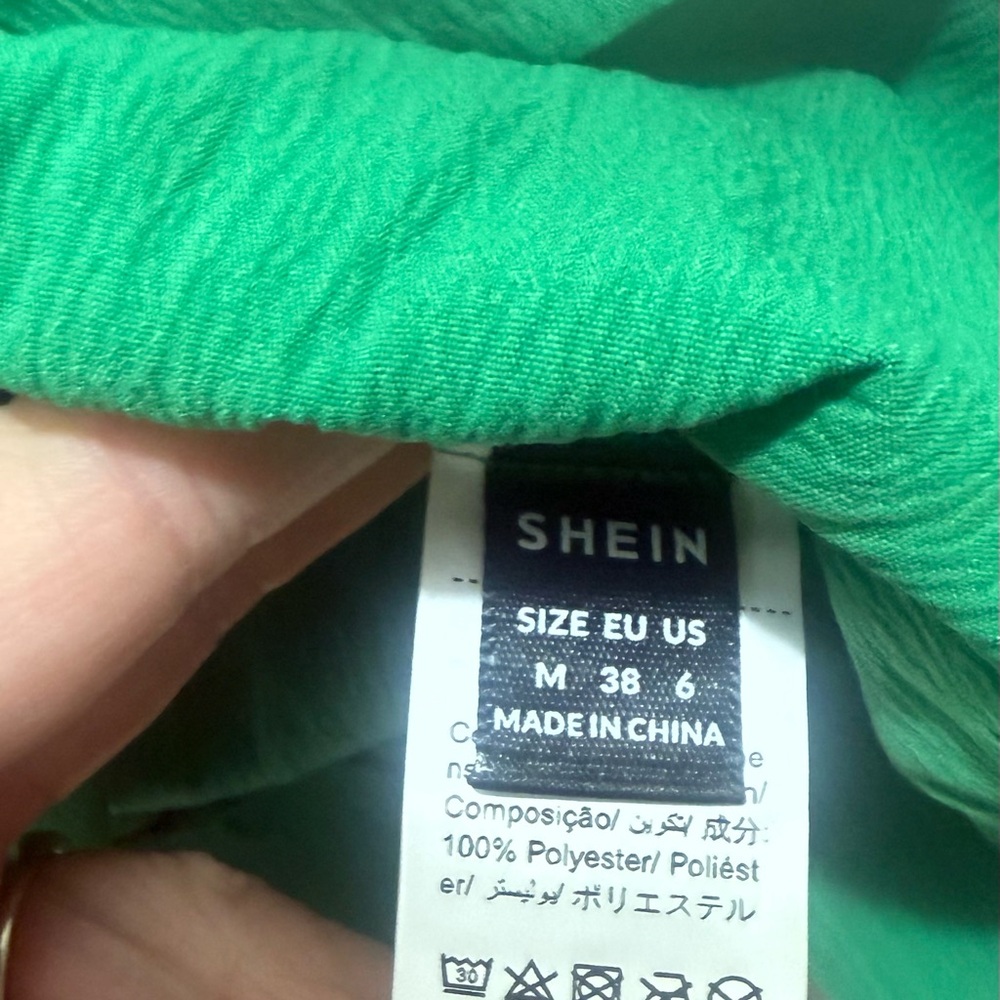 SHEIN Emerald Ruffle Sleeve V-Neck Blouse (M) - Picture 3 of 4
